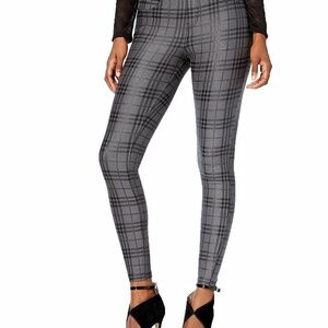 New Hue Women's Small Grey Silver Metallic Plaid Leggings